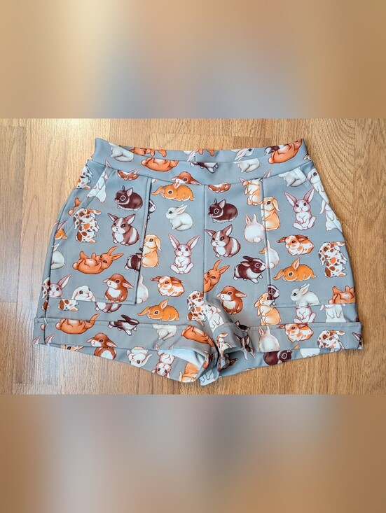 Blackmilk Pants - BlackMilk bun bun bunny high waist shorts rabbit print size M (L) black milk